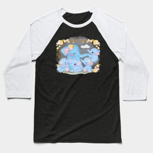 elephant family cartoon Baseball T-Shirt